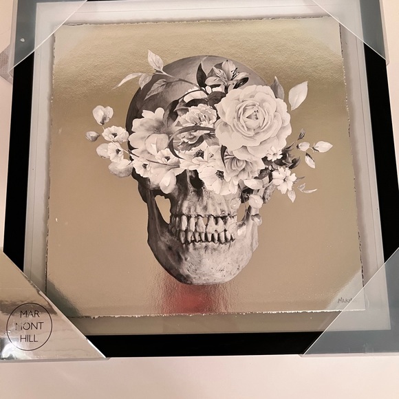 Marmont Hill silver skull with flowers framed art. NWT. - Picture 6 of 6